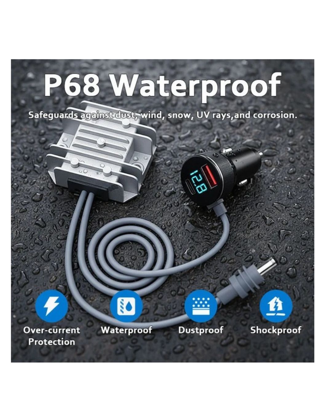 Adaptador de cargador para coche Starlink Mini: convertidor elevador de 12V/24V a 30V con pantalla digital de voltaje.