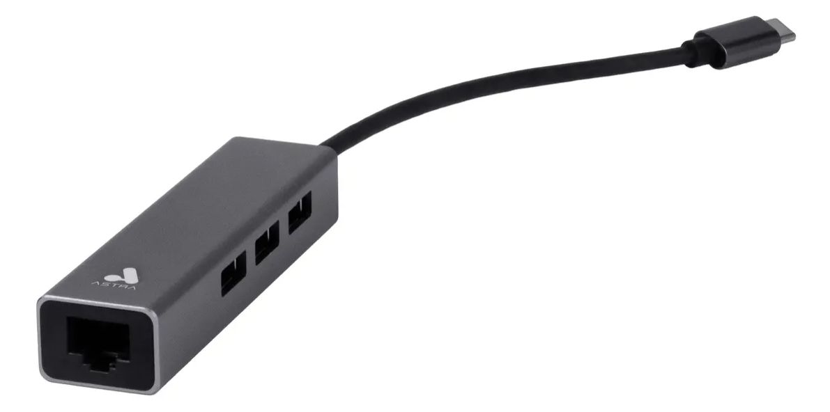 Adaptador Usb Tipo C A Rj45 Gigabit + 3 Puertos USB 3.0 Astra