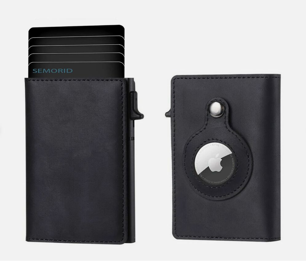 Billetera AirTag de cuero genuino para tarjetas de crédito