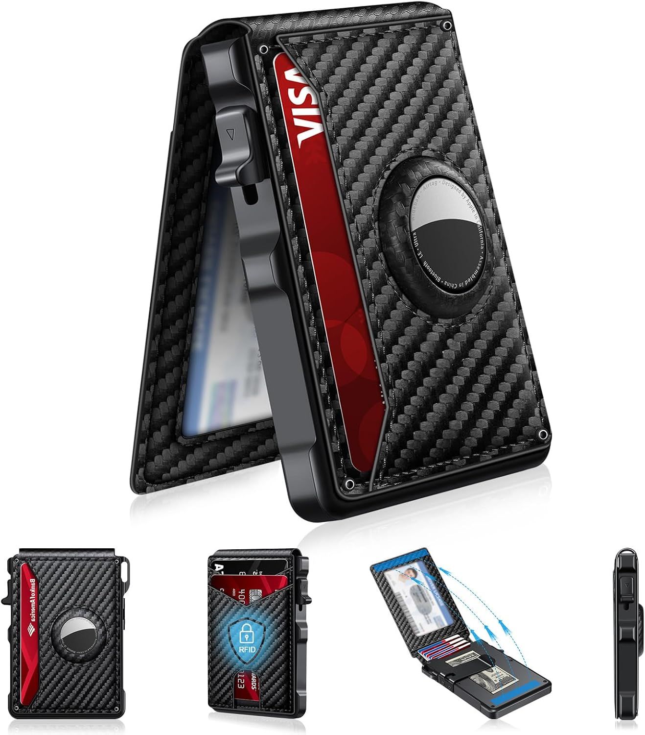 Billetera para Airtag para hombre, con bloqueo RFID