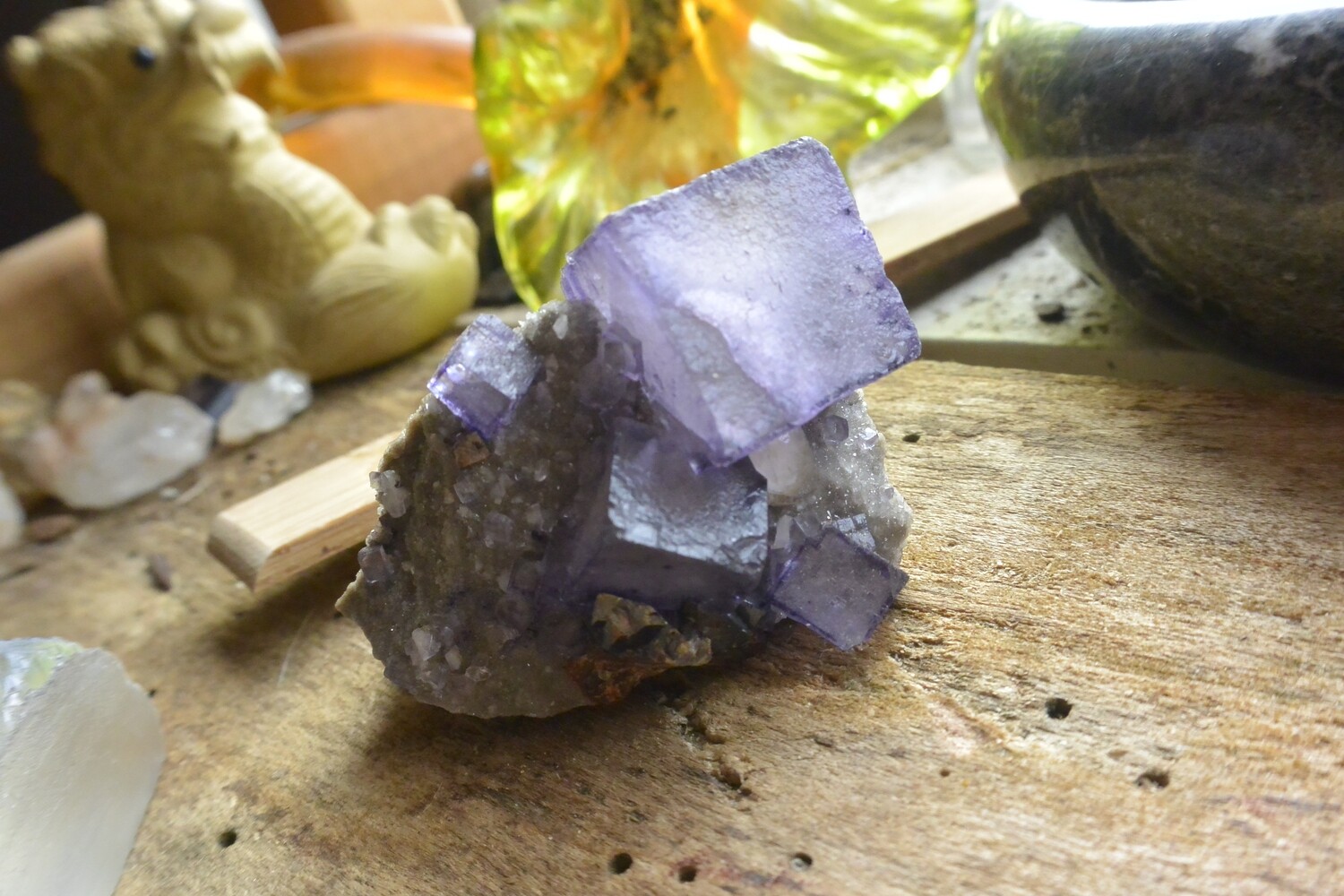Rare! Gordonsville Shaft Purple Fluorite Cube in Dolostone Matrix Elmwood Mine