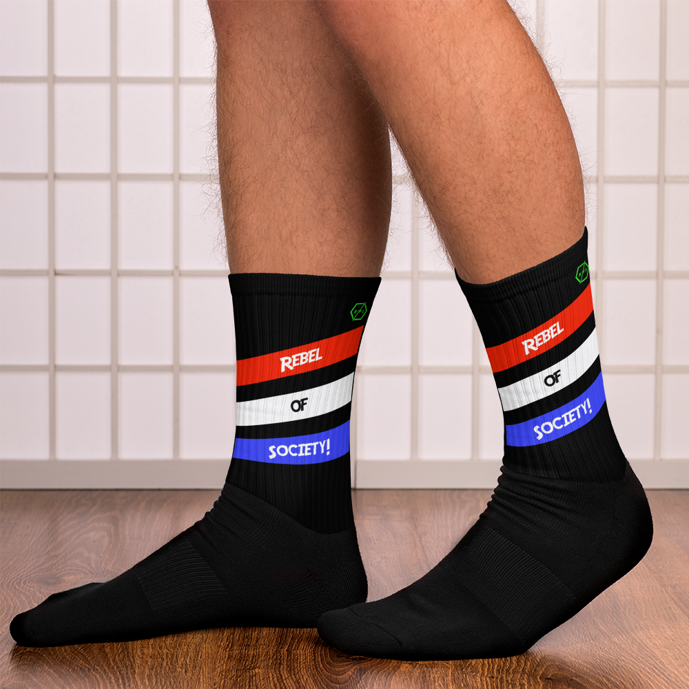 USA Rebel of Society Socks (In one color of Black & Sizes: M-XL)