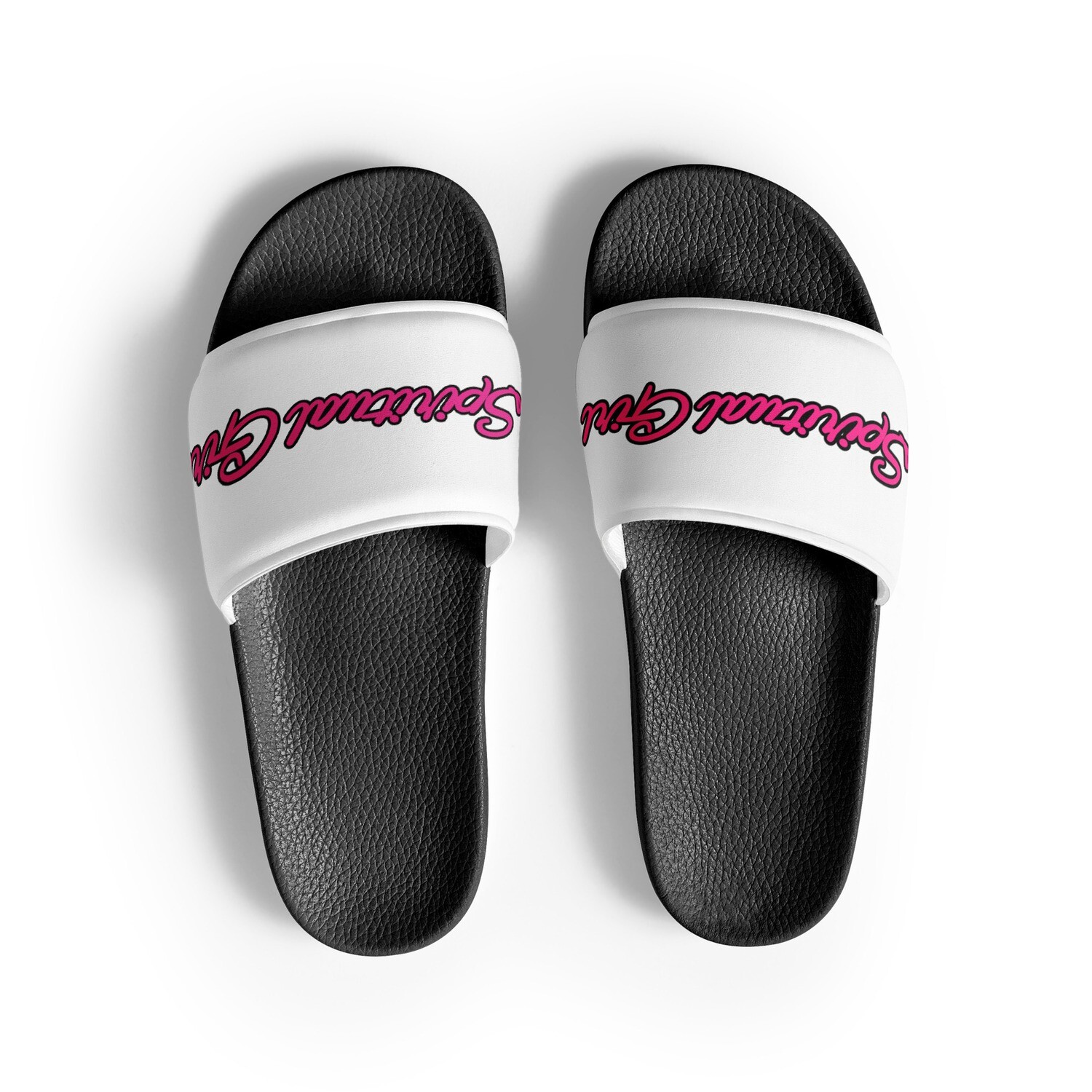 Spiritual Girl Slides (In both Black and White & Sizes 5.5-11.5), Color: Black, Size: 5.5