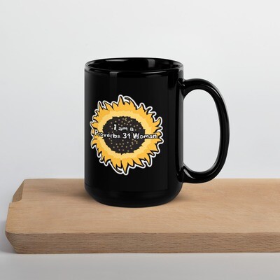 Proverbs 31 Woman Black Glossy Mug