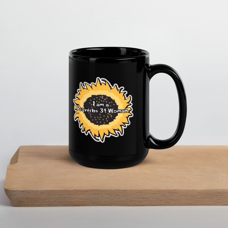 Proverbs 31 Woman Black Glossy Mug