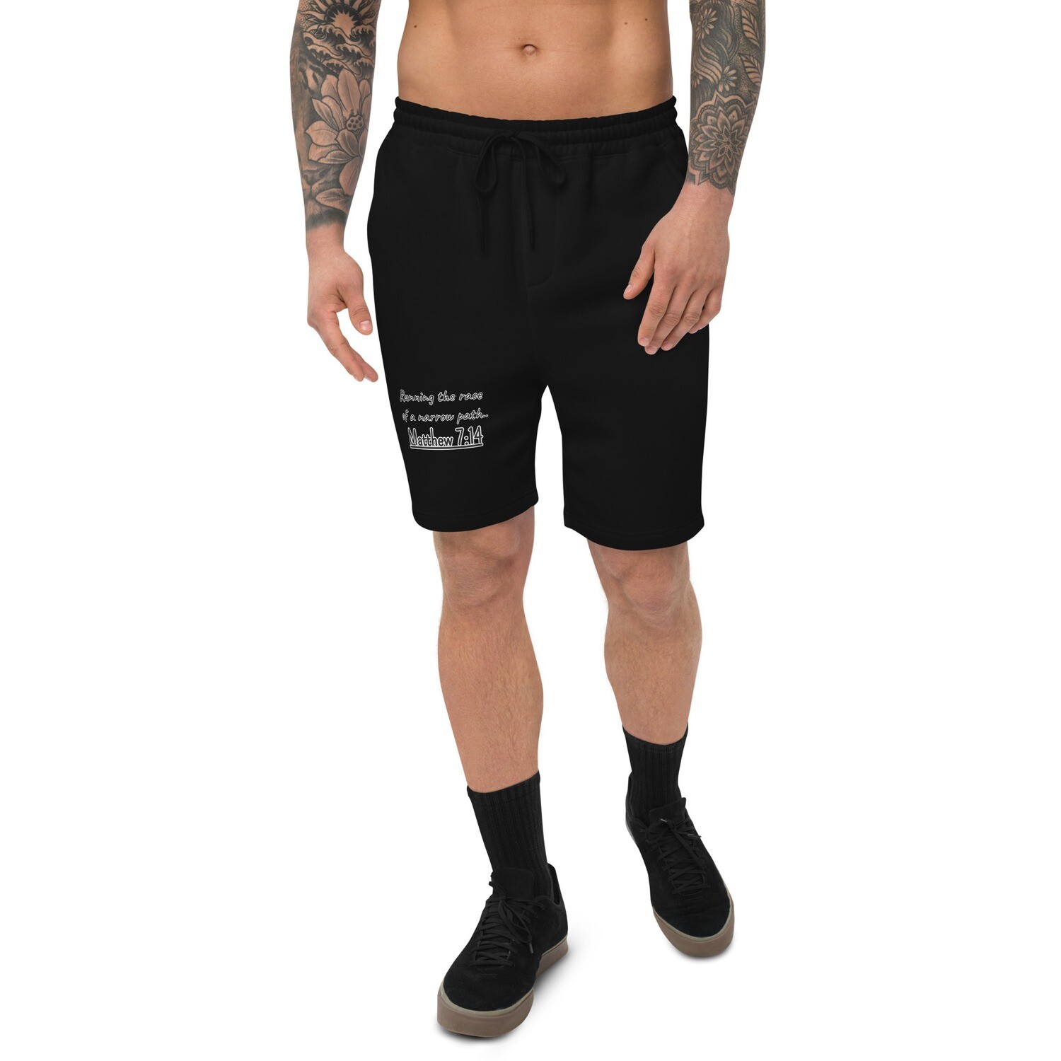 Running the Race of a Narrow Path Matthew 7:14-Men's Shorts (With 3 Colors & Sizes: Small-2XL), Color: Black, Size: S