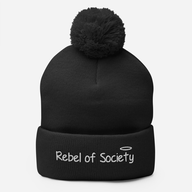 Christian Rebel of Society 3D Embroidery Pom-Pom Beanie (5+ Colors)