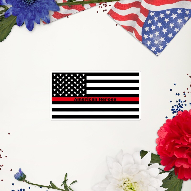Red Line American Flag Bubble-Free Stickers (3x3, 4x4 & 5.5x5.5)
