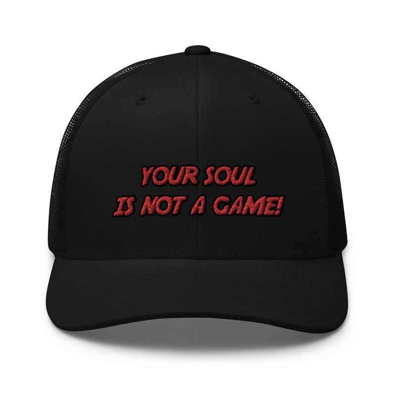 Your Soul is NOT a Game-John 3:16 Trucker Cap (5+ Colors), Color: Black