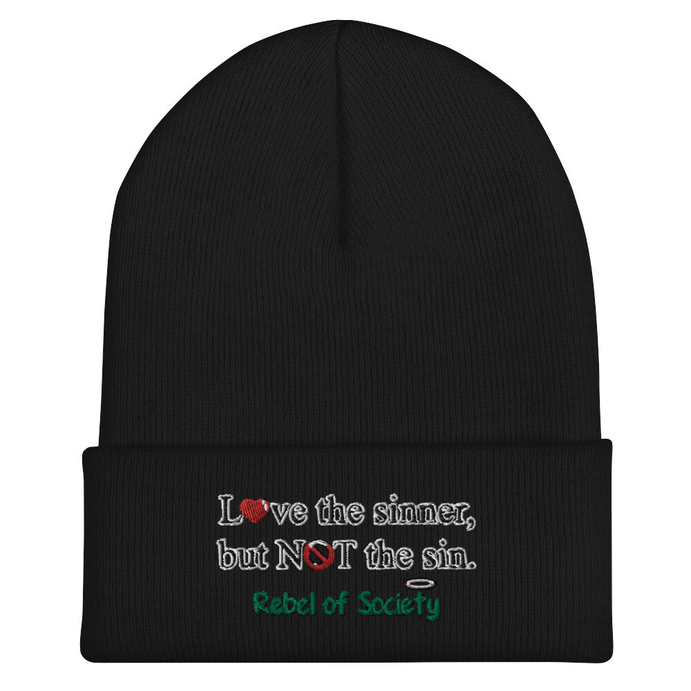 Love the sinner NOT the sin-3D Print Beanie (5+ Colors), Color: Black