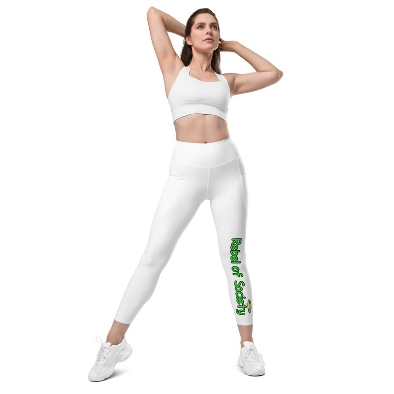 Christian Rebel of Society Women's Leggings with pockets (From Sizes of 2XSmall-6XL & Only in the Color White)
