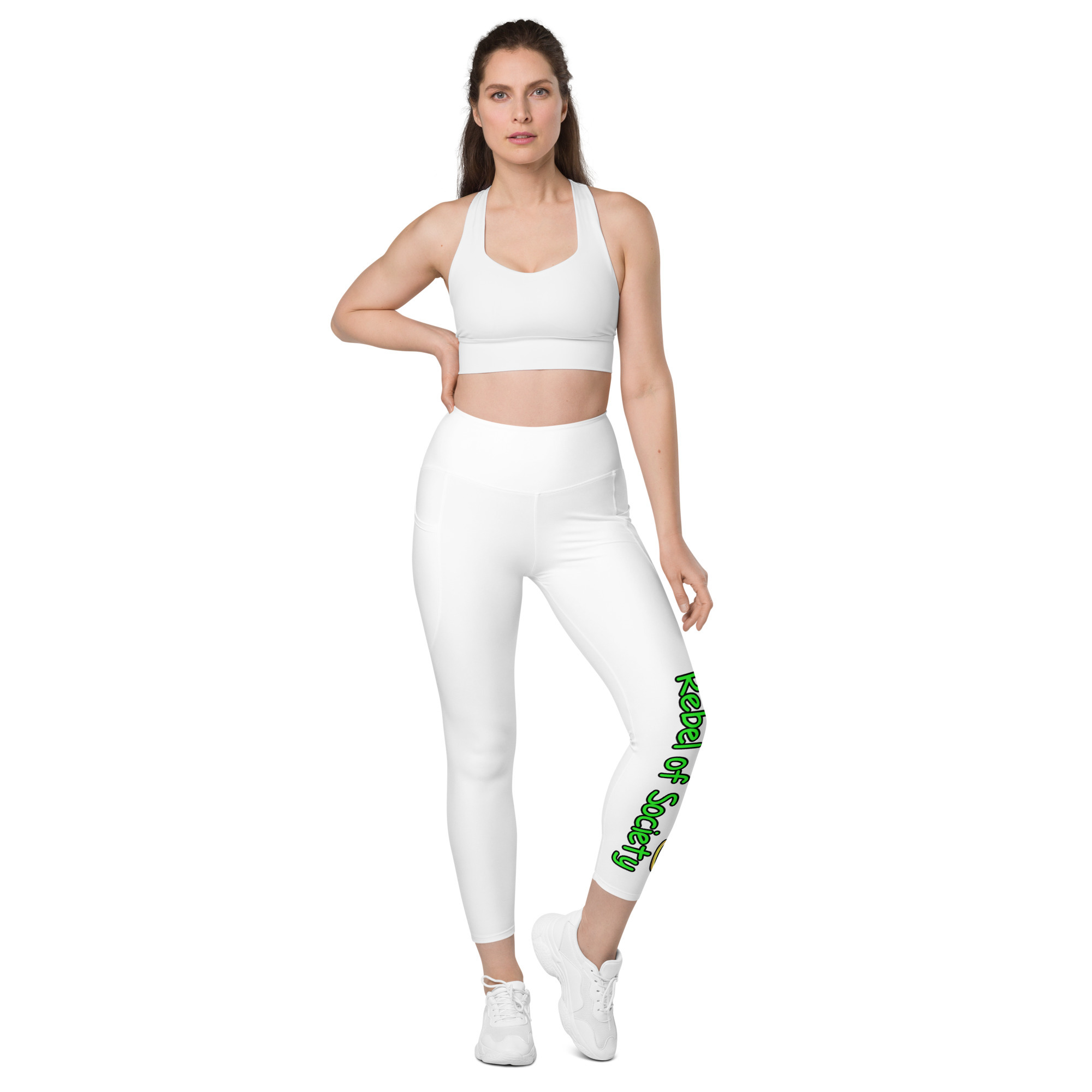 Christian Rebel of Society Women's Leggings with pockets (From Sizes of  2XSmall-6XL & Only in the Color White)