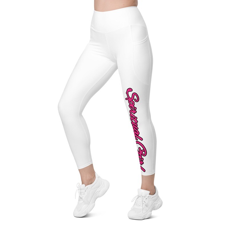 Spiritual Girl Leggings with pockets (From Sizes of 2XSmall-6XL & Only in the Color White)