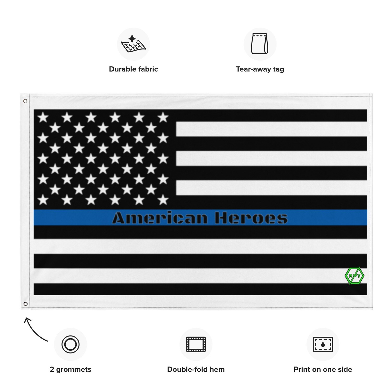 Blue Line American Flag (34"x56" - Only in black)