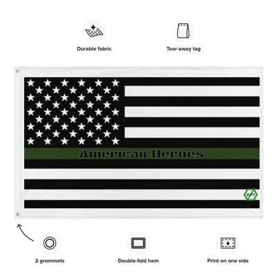 Green Line American Flag (34"x56" - Only in black)