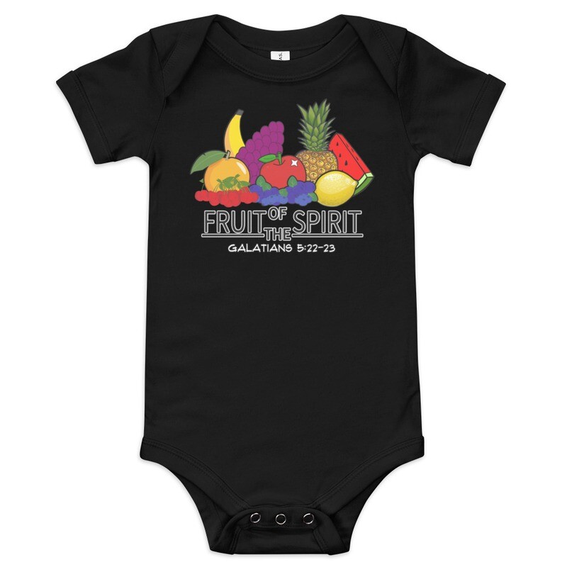 Fruit of the Spirit-One Piece Baby Short Sleeve (In 7 Cute Colors & Sizes 3-6m, 6-12m, 12-18m, 18-24m)