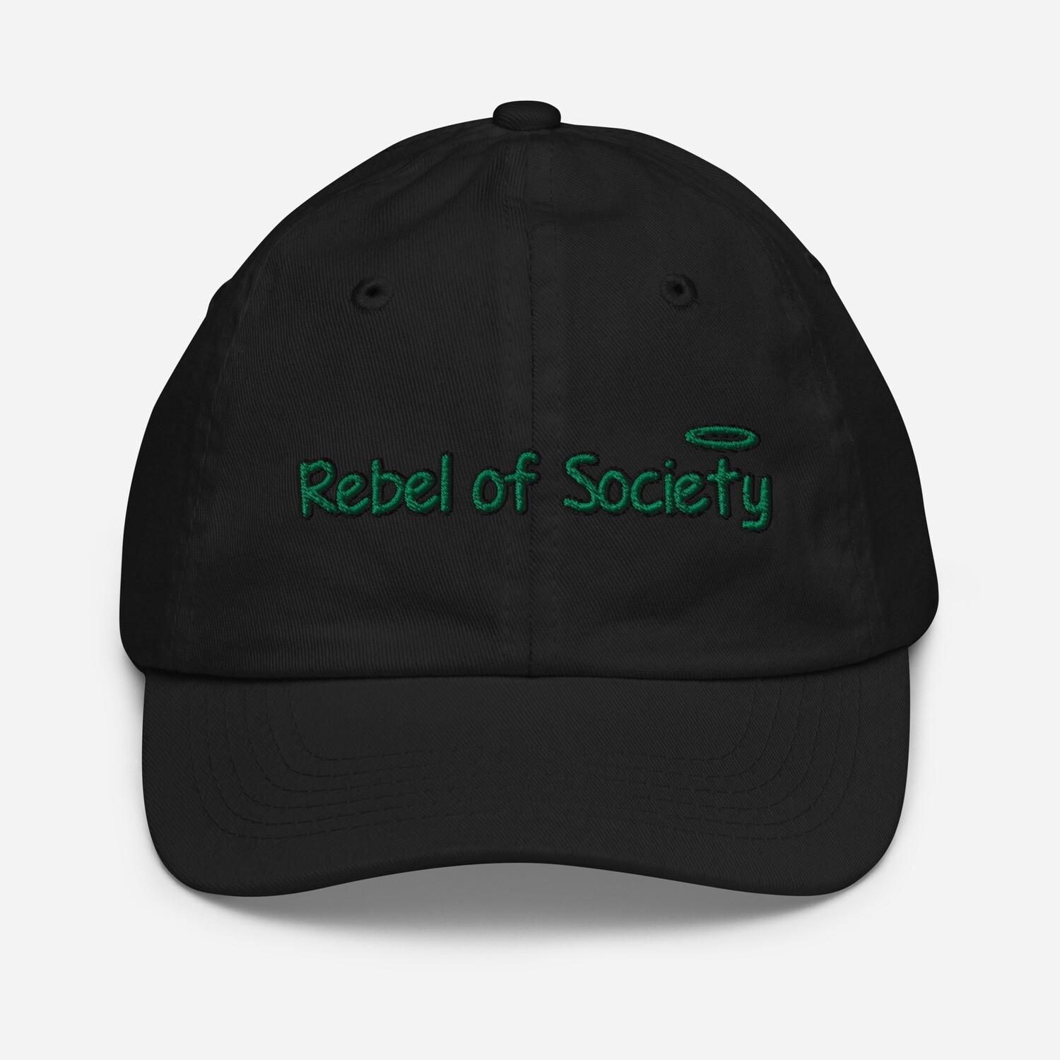 Rebel of Society Youth Baseball Cap (In 8+ Colors), Color: Black