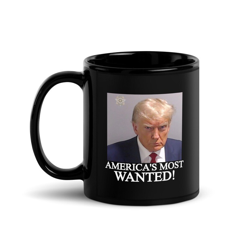 America's Most Wanted! Black Glossy Mug