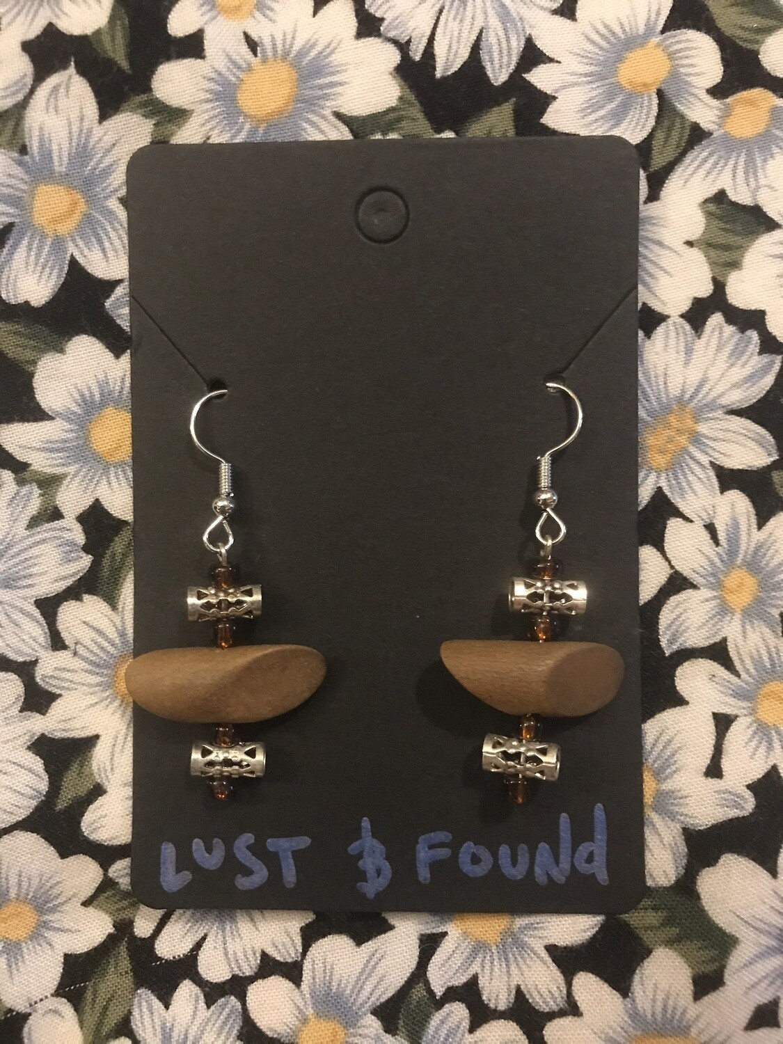 Geometric Wood &amp; Metal Earrings