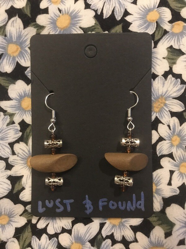Geometric Wood &amp; Metal Earrings