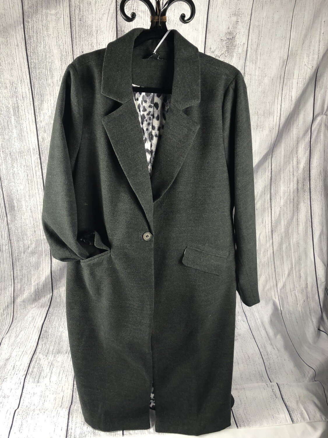 Charcoal Grey one button coat