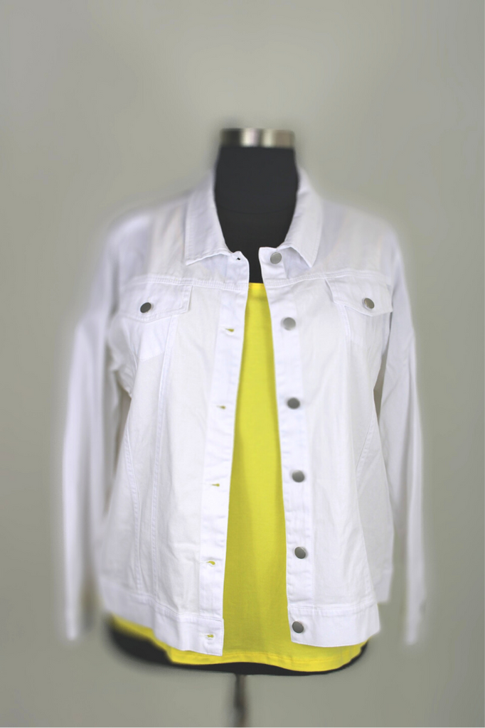 Long Sleeve Button Jean Jacket / White