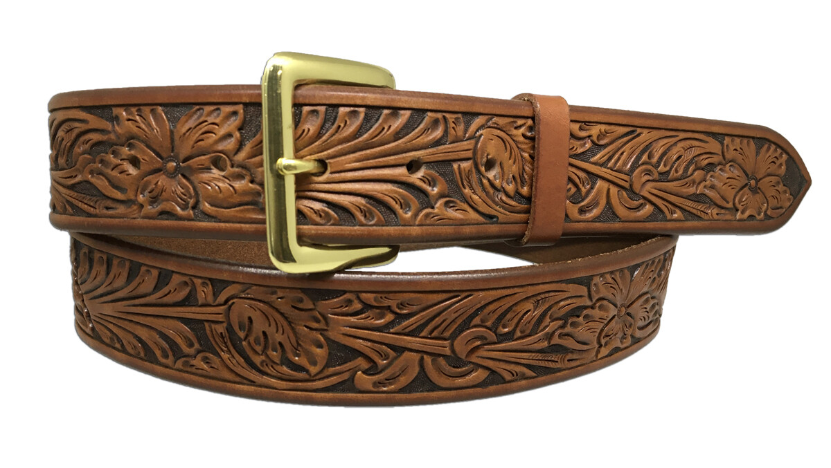 Flower Carved Straight Belt