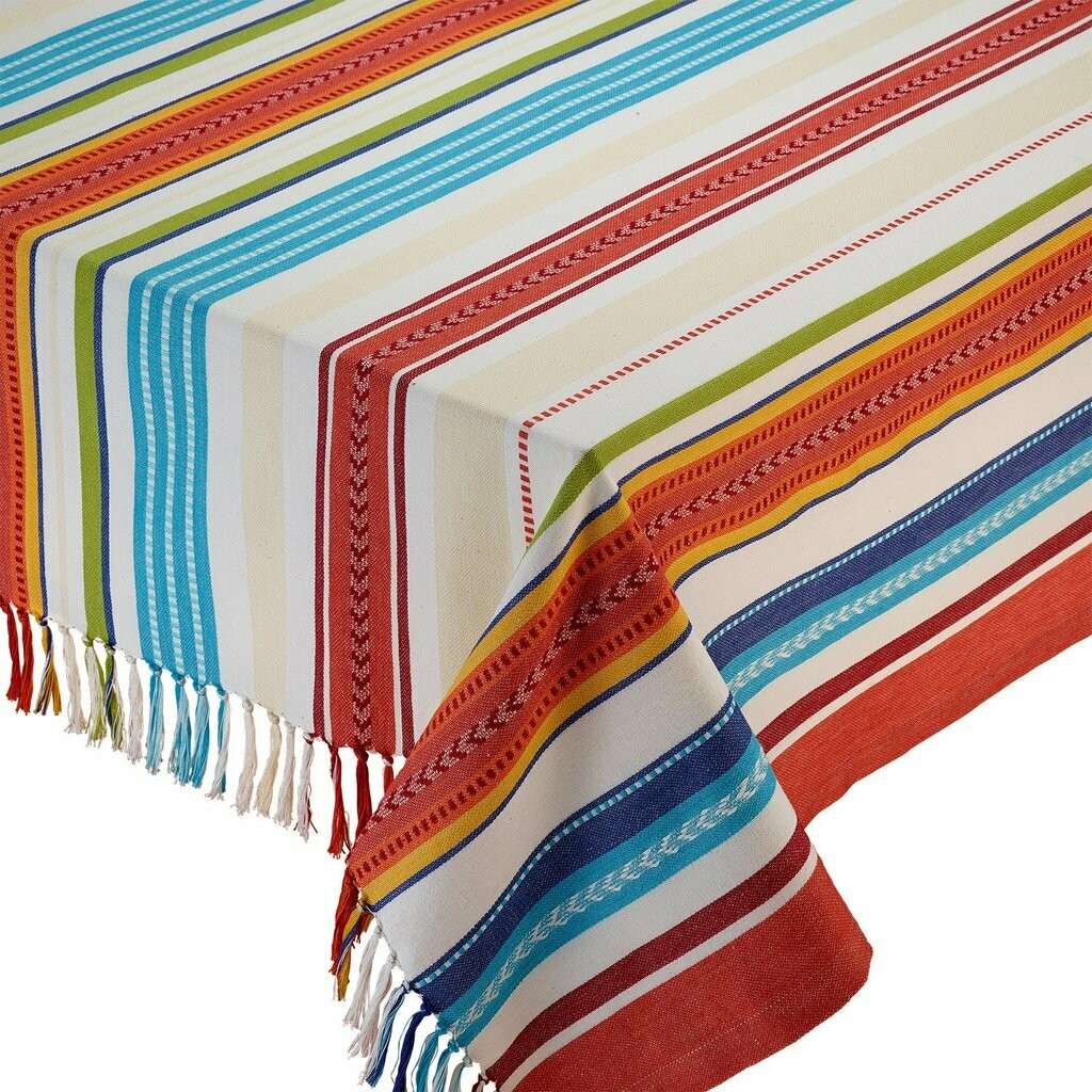 Baja Stripe Fringed Tablecloth - 60 x 84