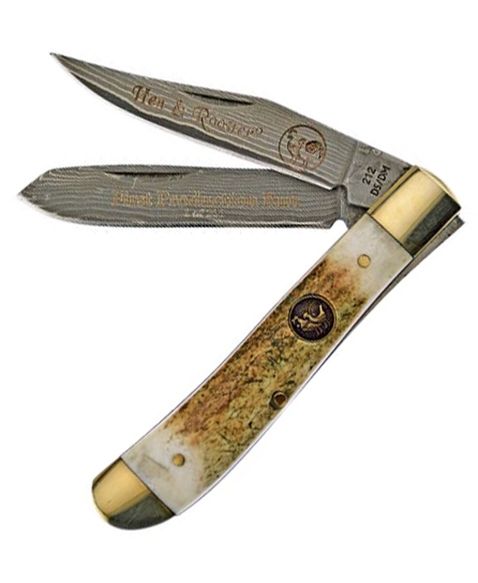 212ds/dm  H&R mini trapper stag damascus knife