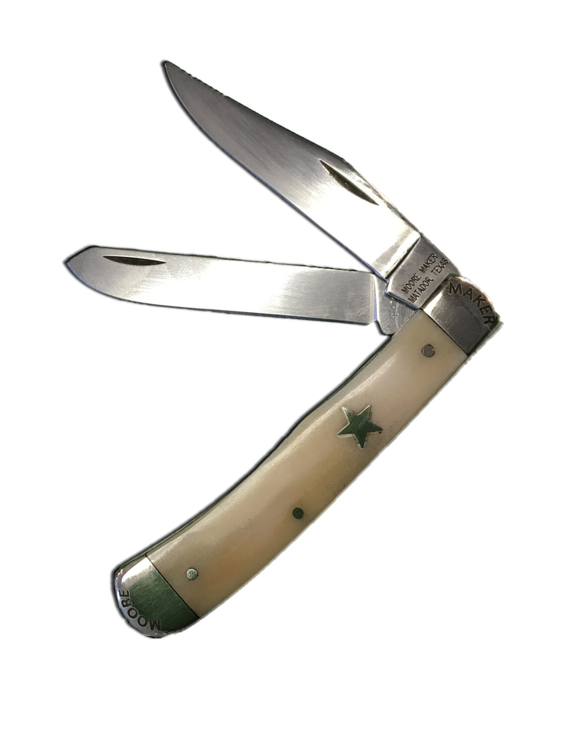 5202TX  41/8 White Bone Knife with Texas Star 