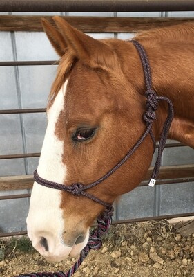 Black/Charcoal/Burgundy Rope Halter w/Lead