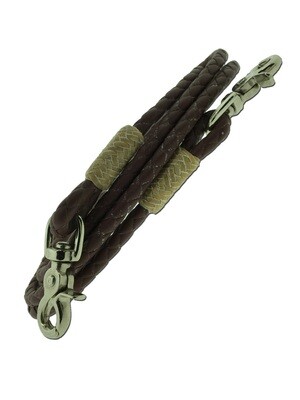 L87 Round Latigo Braided Roping Reins with Rawhide Button at Ends 