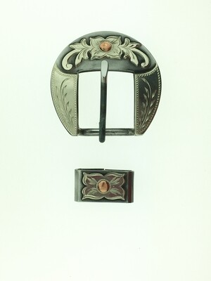 3/4" Buckle with Wheat & Flowers