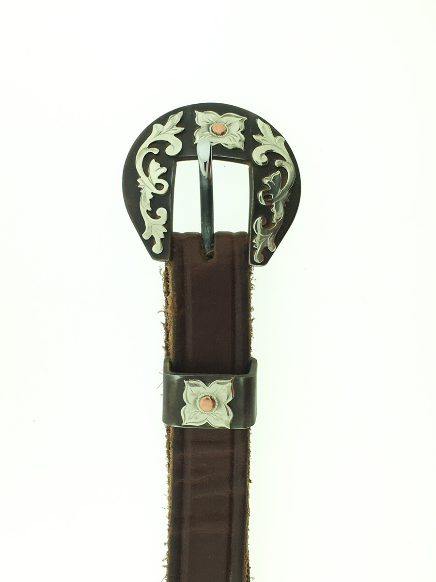 5/8" Brown Buckle with Scrolls & Flowers