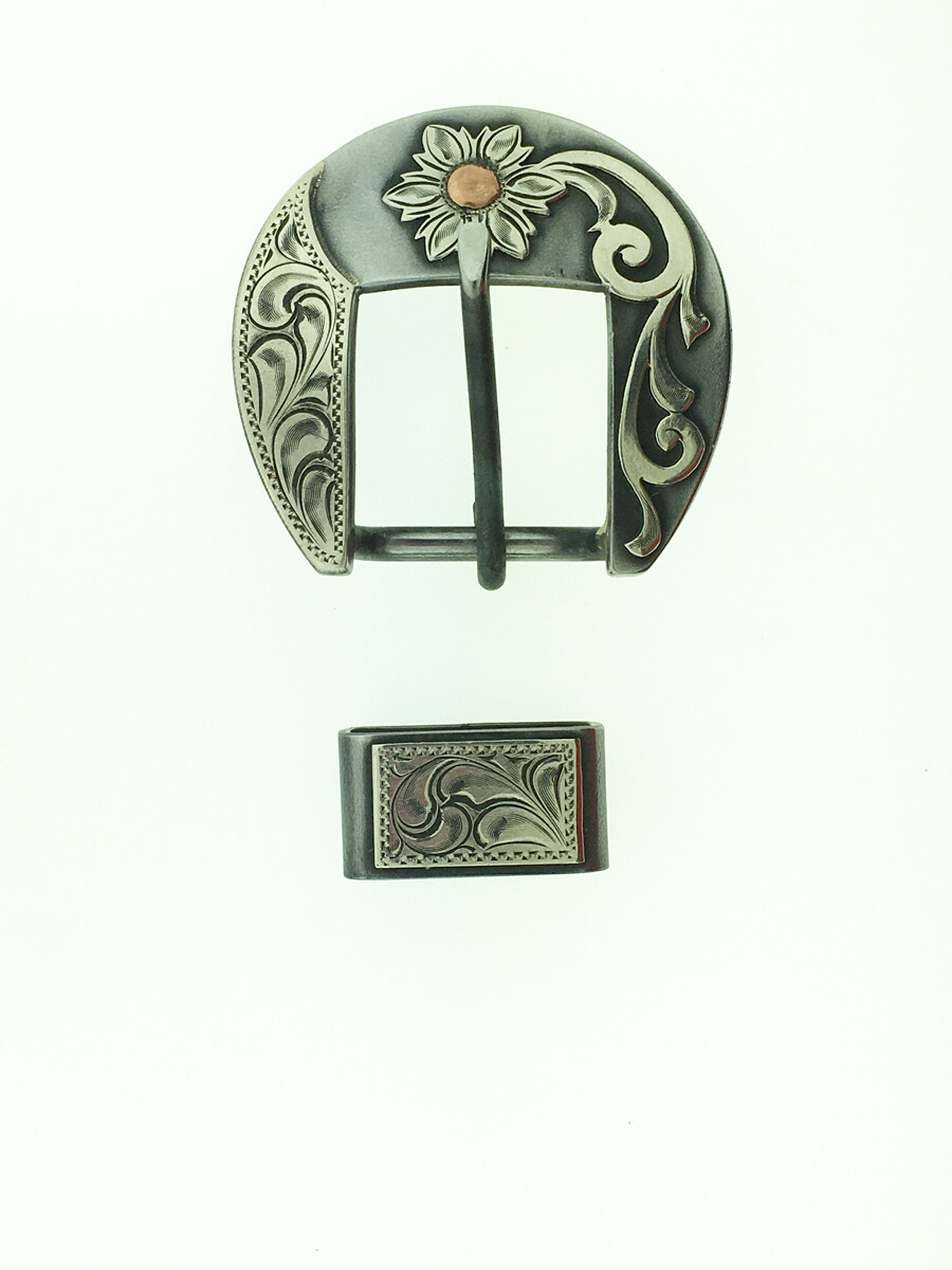 Halfway Buckle w/Flower  1&quot;