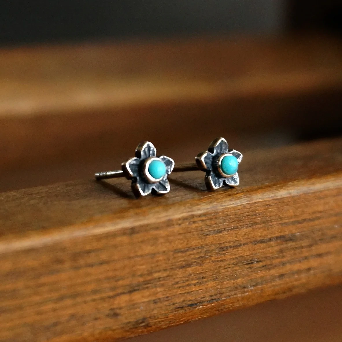Turquoise Plumeria Flower Earrings