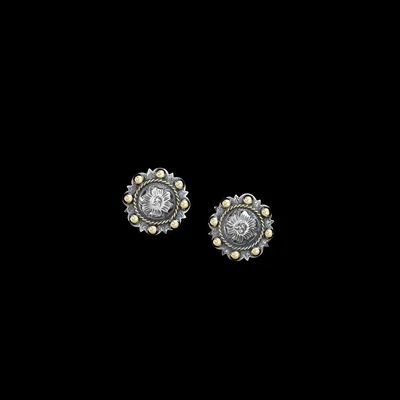 011-080 3/4" Silver/Gold Concho Earrings