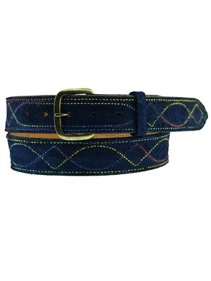 Blue Saddle Stitched Belt