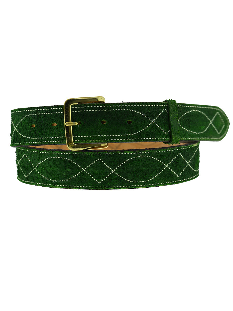 Green Saddle Stitched Belt