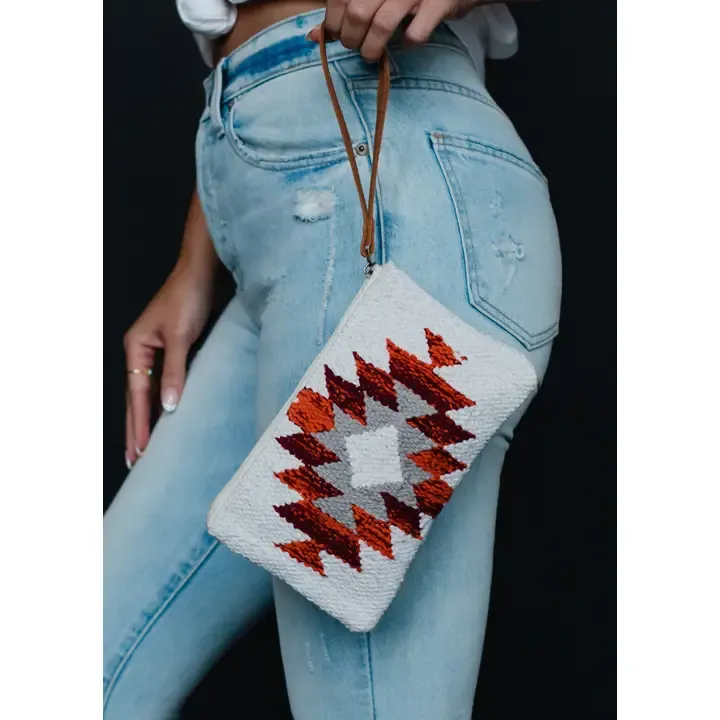 Aztec Wristlet Cream Rust Gray 