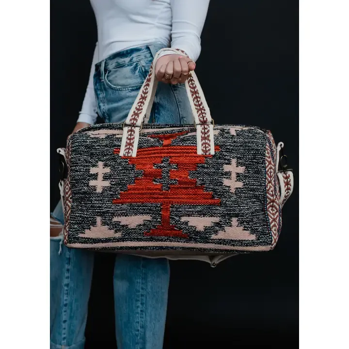 Aztec Duffle  Faded Black, Tan and Red 