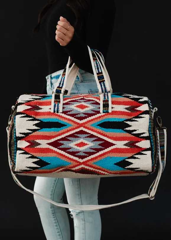 Aztec Duffle Red, Blue Orange and Cream 