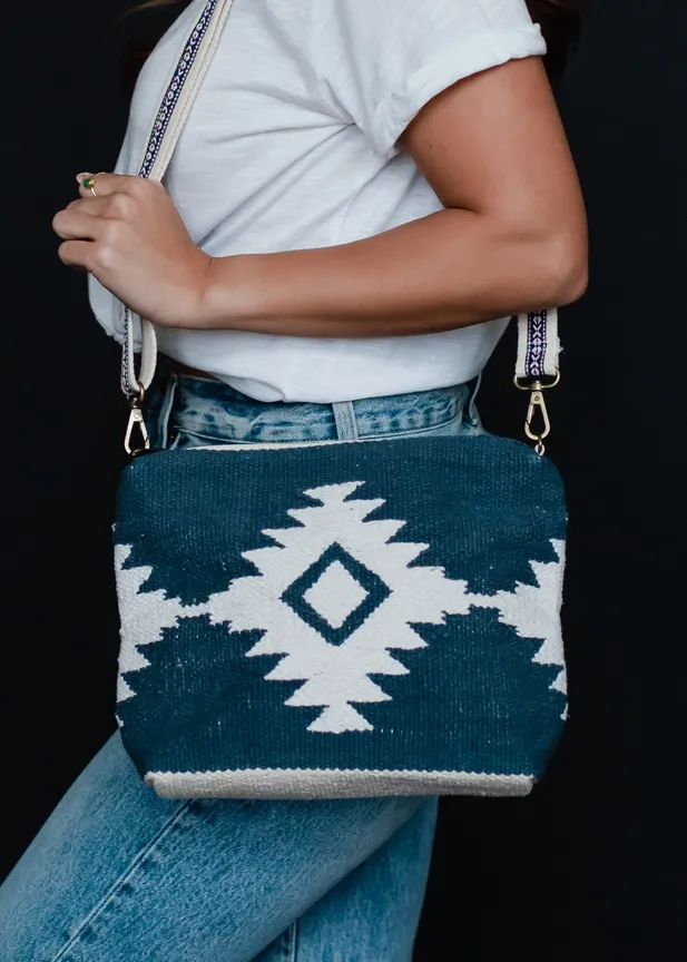 Aztec Crossbody Navy , White and Yellow