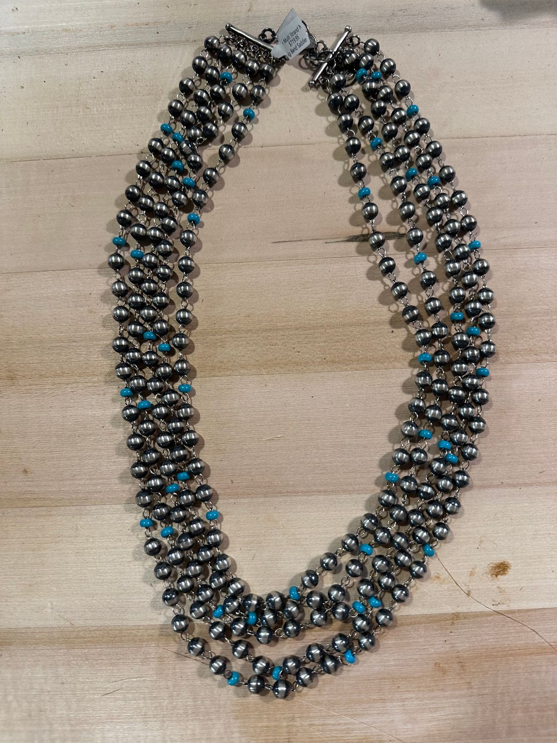 Dainty Multi Strand Navajo Pearl and Turquoise Necklace