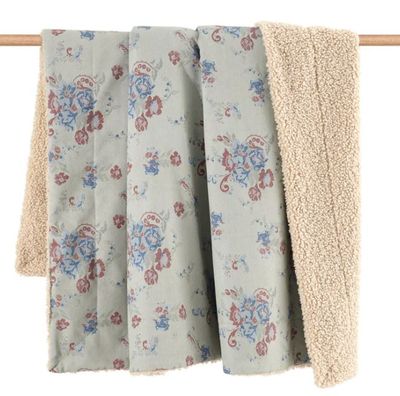 Rosabel Denim Teddy- Backed Throw Blanket