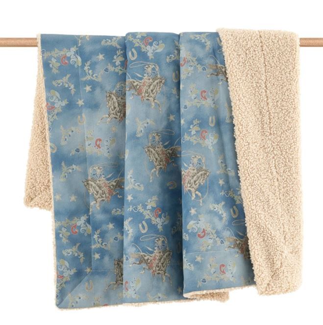 Lee Western Denim Teddy-Backed Throw Blanket