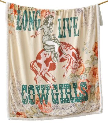 Long Live Cowgirls Sherpa Throw Blanket