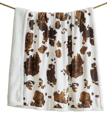 Cowhide Sherpa Throw Blanket