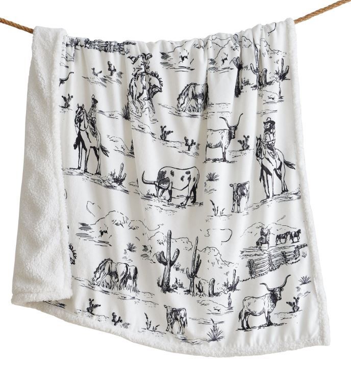 Ranch Life Black &amp; White Sherpa Throw Blanket