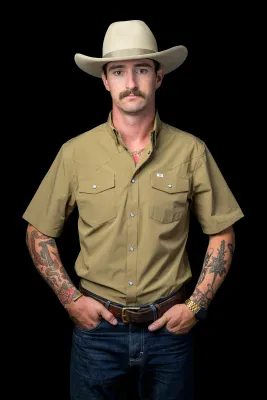 Ferrell Men&#39;s Khaki Short Sleeve Snap Shirt